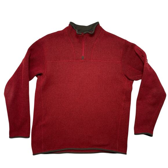 ARC’TERYX 1/4 Zip Pullover Covert Cardigan Sweater in Brick Red Size Large Mens - Picture 1 of 8
